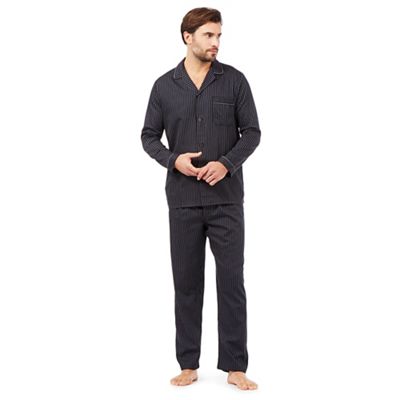 J by Jasper Conran Big and tall navy striped luxury cotton long sleeved pyjama set